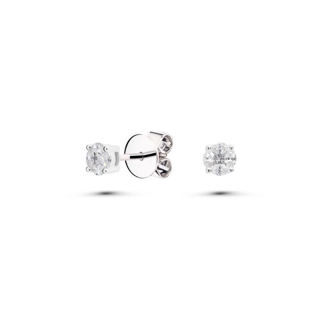 Cercei din aur alb de 18K cu diamante princess și marchiză cu montură de tip iluzie (0,29 ct)