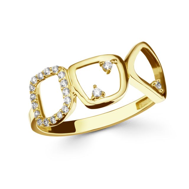 Inel Alani din aur galben de 14K cu pietre cubic zirconia