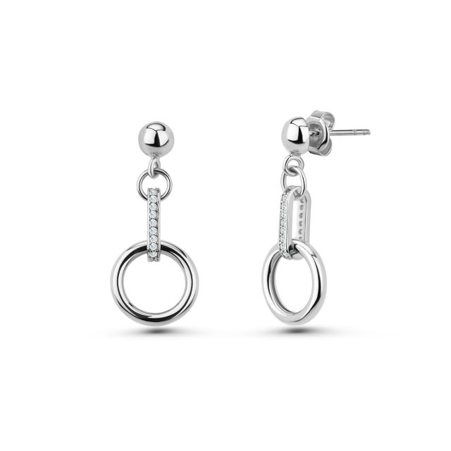 Cercei lungi Ada din aur de 14K cu pietre cubic zirconia