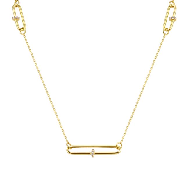 Colier Keiko din aur galben de 14K cu pietre cubic zirconia