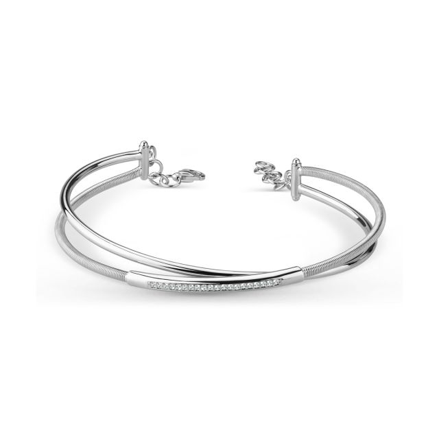 Brățară Rodica din aur alb de 14K cu pietre cubic zirconia