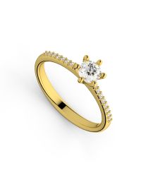 Inel de logodnă DR051A din aur galben de 18K cu diamante (0,255 ct)