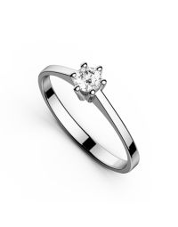 Inel de logodnă DR121 din aur alb de 18K cu diamant (0,210 ct)