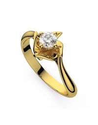 Inel de logodnă DR262 din aur galben de 18K cu diamant (0,110 ct)