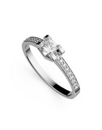 Inel de logodnă DR307 din aur alb de 18K cu diamante (0,334 ct, Certificat HRD)