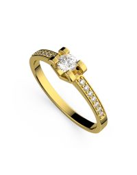 Inel de logodnă DR307 din aur galben de 18K cu diamante (0,259 ct)