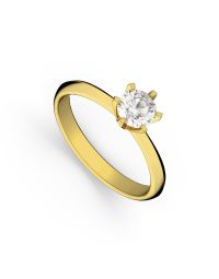 Inel de logodnă DR321 din aur galben de 18K cu diamant (0,145 ct)