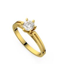 Inel de logodnă DR502 din aur galben de 18K cu diamant (0,180 ct)