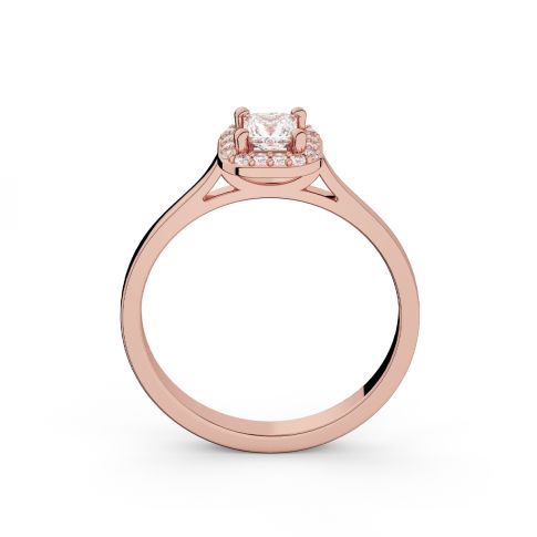Inel de logodnă DR407 din aur roz de 18K cu diamant cu tăietură