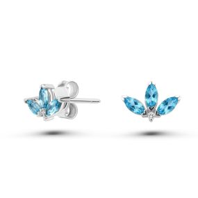 Cercei Peony Mini din aur de 18K cu trei topaze marchiză și diamante
