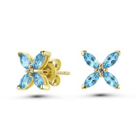 Cercei Daisy din aur de 18K cu topaze marchiză și diamante