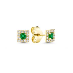 Cercei Sophia Mini din aur de 18K cu smaralde și diamante incolore
