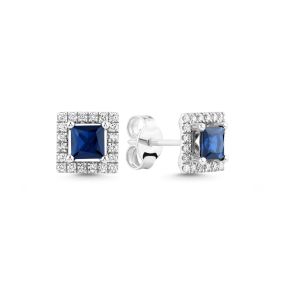 Cercei Sophia Maxi din aur de 18K cu safire albastru închis și diamante incolore