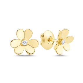 Cercei în formă de floare din aur de 18K cu diamante (0,66 ct)