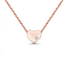 Lanț cu pandantiv mini-inimă din aur de 14K cu diamant (0,005 ct)