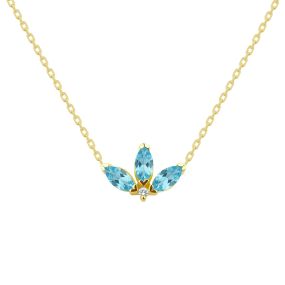 Colier Peony din aur de 18K cu trei topaze marchiză și diamant