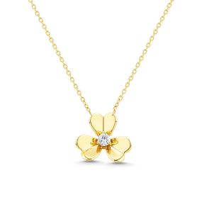 Colier în formă de floare din aur de 18K cu diamante (0,150 ct)