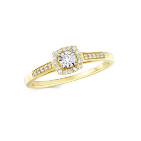 Inel din aur de 14K cu diamante cu montură de tip iluzie (0,150 ct)
