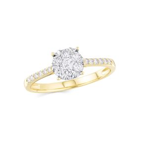 Inel Rosetta din aur de 14K cu diamante (0,321 ct)