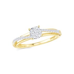 Inel Rosetta din aur de 14K cu diamante (0,249 ct)