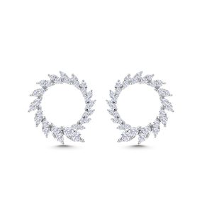 Cercei în formă de cerc din aur de 14K cu diamante rotunde (0,495 ct)
