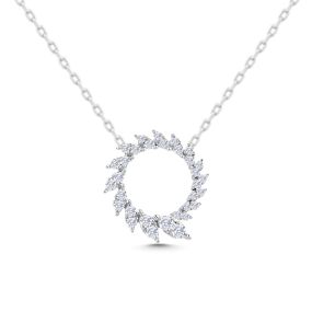 Pandantiv în formă de cerc din aur de 14K cu diamante rotunde (0,220 ct)