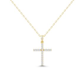Pandantiv cruce din aur de 14K cu diamante (0,259 ct)