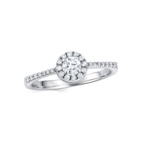 Inel din aur alb de 14K cu diamante rotunde (0,380 ct)