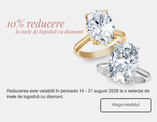 10% reducere la inele de logodnă Coriolan. Reducerea este valabilă în perioada 14 - 31 august 2026 la o selecție de inele de logodnă cu diamant. Alege modelul.