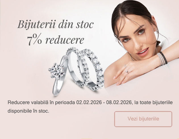 Bijuterii din stoc 7% reducere. Reducere valabilă în perioada 02.02.2026 - 08.02.2026, la toate bijuteriile disponibile în stoc. Vezi bijuteriile.