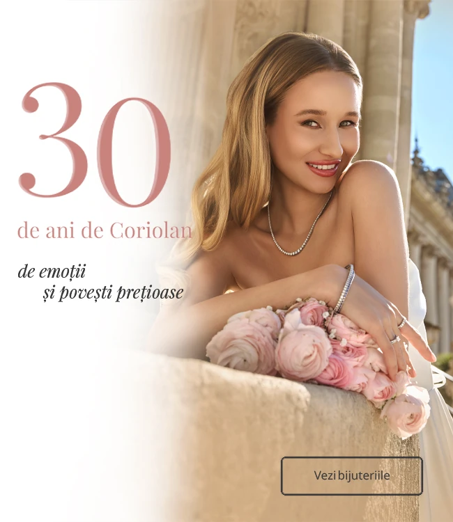 30 de ani de Coriolan — de emoții și povești prețioase. Bijuterii din aur de 14K și 18K cu diamante și pietre prețioase, realizate în România. Vezi bijuteriile.
